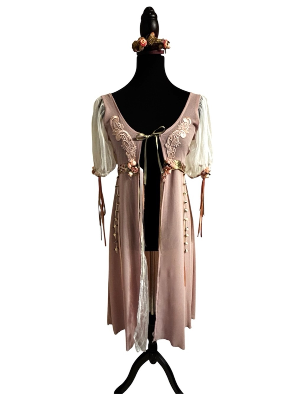 Girls Renaissance Dress with Open front & Head Piece Custom Made